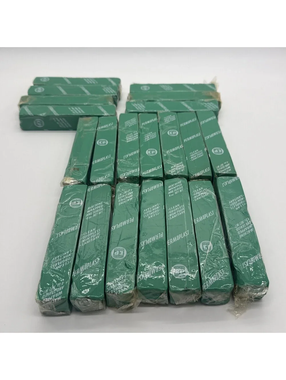 Vintage Permoplast Green Modeling Clay 4 oz Bars Machine Wrapped Lot 21